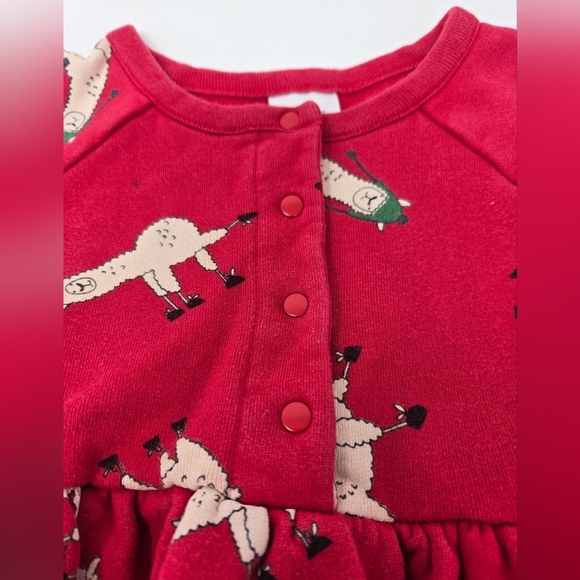 HANNA ANDERSSON RED DRESS FUNNY LLAMA PRINT WINTER HATS TODDLER GIRLS 3T COTTON - Picture 15 of 15